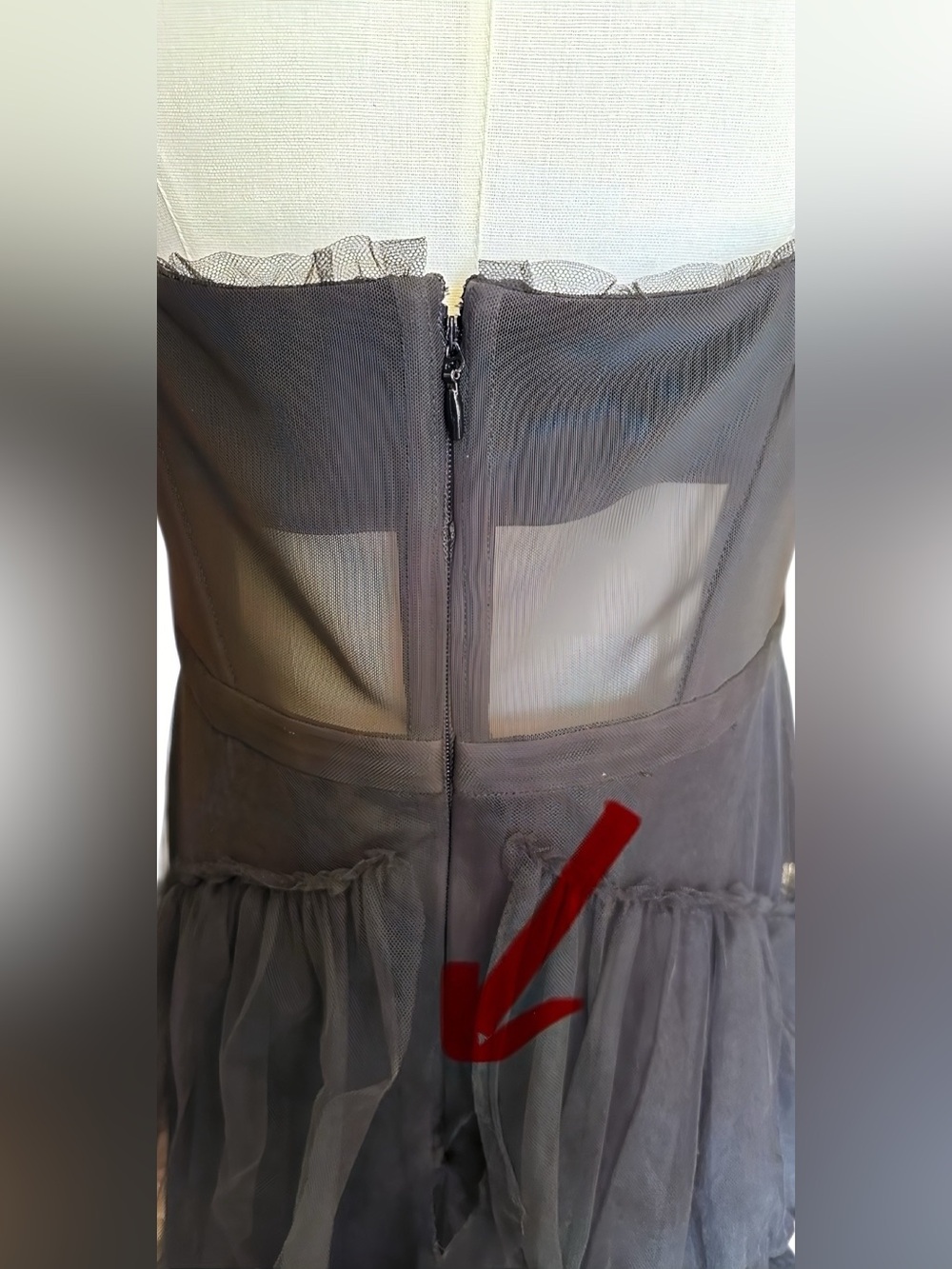 BCBGMAXAZRIA Oly Black Tiered Tulle Corset Maxi Gown Dress Sz 14 - Picture 9 of 10